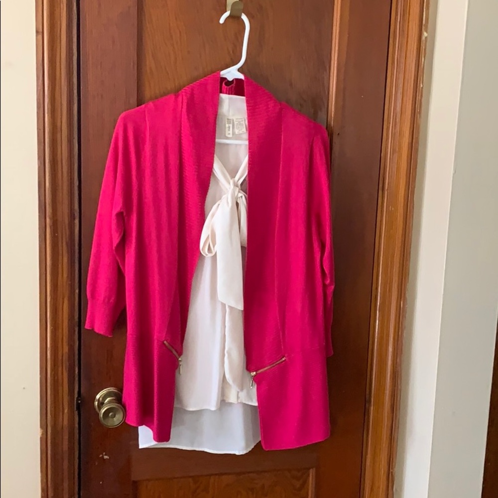 Pink sweater and blouse combo both medium